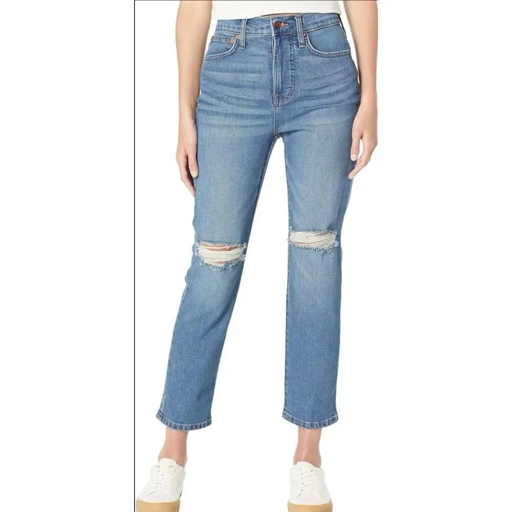 Madewell the Perfect Vintage crop jeans distressed knee 29